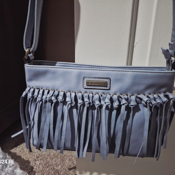 Tignanello Sky Blue Fringe Crossbody Bag - Picture 7 of 8